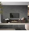 Mueble TV con chimenea eléctrica | roble oscuro y negro