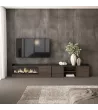 Mueble TV con chimenea eléctrica | roble oscuro y negro