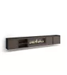 Mueble TV con chimenea roble oscuro y negro 315x50x35cm