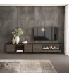 Mueble TV con chimenea roble oscuro y negro 315x50x35cm