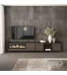Mueble TV con chimenea roble oscuro y negro 315x50x35cm