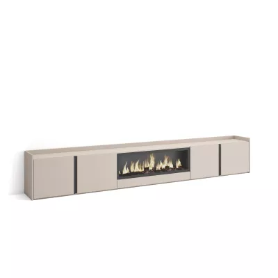 Mueble TV con chimenea eléctrica Beige