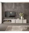 Meuble TV avec cheminée électrique Beige
