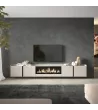 Mueble TV con chimenea eléctrica suspendido