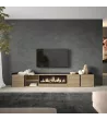 Mueble TV con chimenea eléctrica | roble y negro