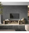 Mueble TV con chimenea eléctrica | roble y negro