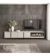 Mueble TV con chimenea eléctrica suspendido