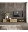 Mueble TV con chimenea eléctrica | roble y negro