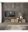 Mueble TV con chimenea eléctrica | roble y negro