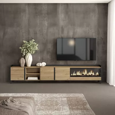 Mueble TV con chimenea eléctrica estilo industrial