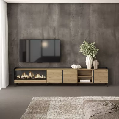 Mueble TV con chimenea eléctrica estilo industrial