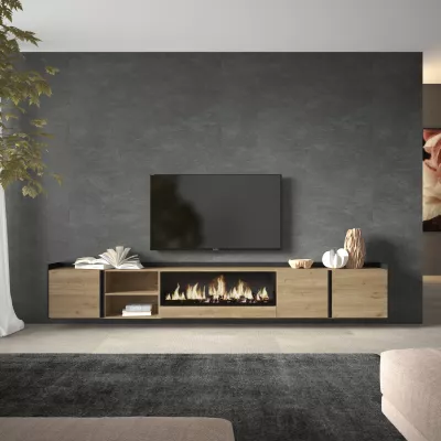 Meuble TV suspendu avec cheminée électrique