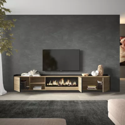 Meuble TV suspendu avec cheminée électrique