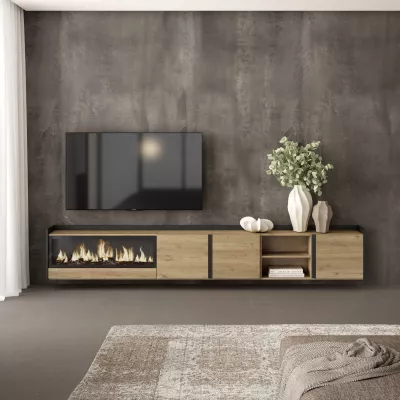 Meuble TV suspendu avec cheminée électrique