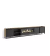 Mueble TV con chimenea eléctrica negro y roble 315x35x61cm