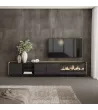 Mueble TV con chimenea eléctrica negro y roble 315x35x61cm