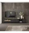 Mueble TV con chimenea eléctrica negro y roble 315x35x61cm