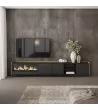 Mueble TV con chimenea eléctrica suspendido