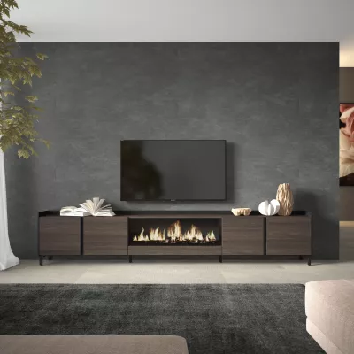 Meuble TV avec cheminée électrique style industriel