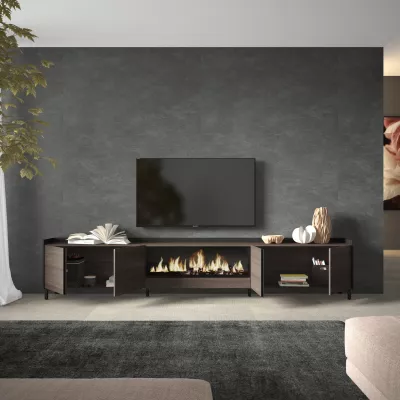 Meuble TV avec cheminée électrique style industriel