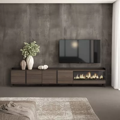 Mueble TV con chimenea eléctrica estilo industrial