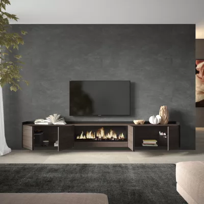 Mueble TV suspendido con chimenea eléctrica