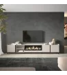 Mueble TV con chimenea eléctrica beige 315x35x61cm