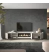 Mueble TV con chimenea eléctrica beige 315x35x61cm
