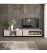 Mueble TV con chimenea eléctrica beige 315x35x61cm