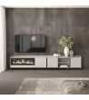 Mueble TV con chimenea eléctrica beige 315x35x61cm