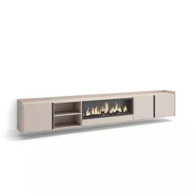 Mueble TV con chimenea eléctrica suspendido