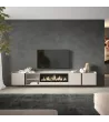 Mueble TV con chimenea eléctrica suspendido