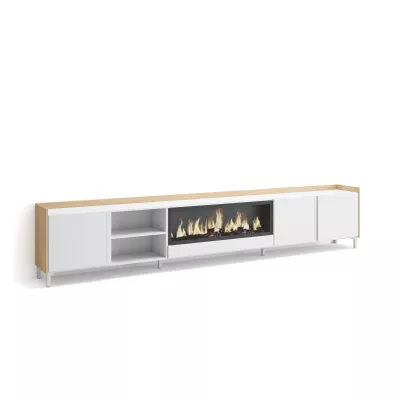 Mueble TV con chimenea eléctrica y diseño industrial