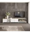Mueble TV con chimenea eléctrica blanco y roble 315x61x35cm