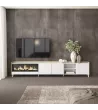 Mueble TV con chimenea eléctrica blanco y roble 315x61x35cm