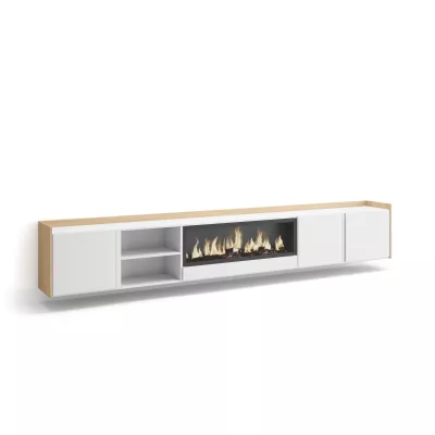 Mueble TV con chimenea eléctrica suspendido