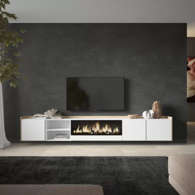 Meuble TV suspendu avec cheminée électrique