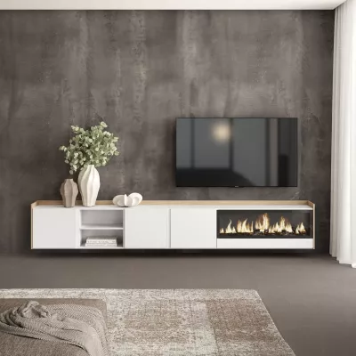 Meuble TV suspendu avec cheminée électrique