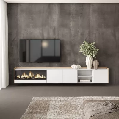 Meuble TV suspendu avec cheminée électrique
