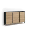 Aparador LED roble y negro 156x91x35cm