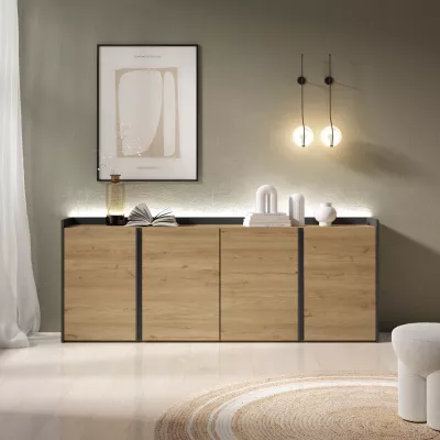 Aparador con LED | Roble y negro