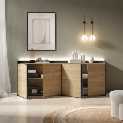 Aparador con LED | Roble y negro