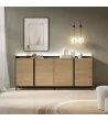 Aparador LED 4 puertas roble y negro 207x35x91cm