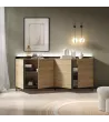 Aparador LED 4 puertas roble y negro 207x35x91cm