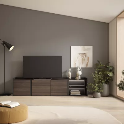 Mueble TV con LED | Roble oscuro y Negro