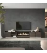 Mueble TV suspendido con chimenea eléctrica y luces LED