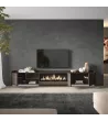 Mueble TV suspendido con chimenea eléctrica y luces LED