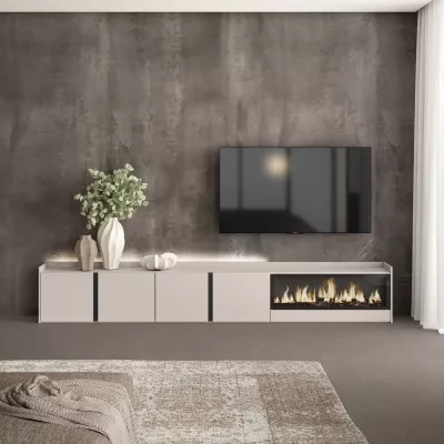 Meuble TV avec cheminée électrique et lumières LED