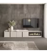 Mueble TV con chimenea eléctrica y luces LED