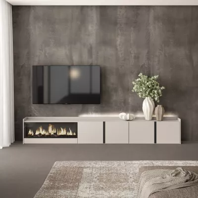 Mueble TV con chimenea eléctrica y luces LED